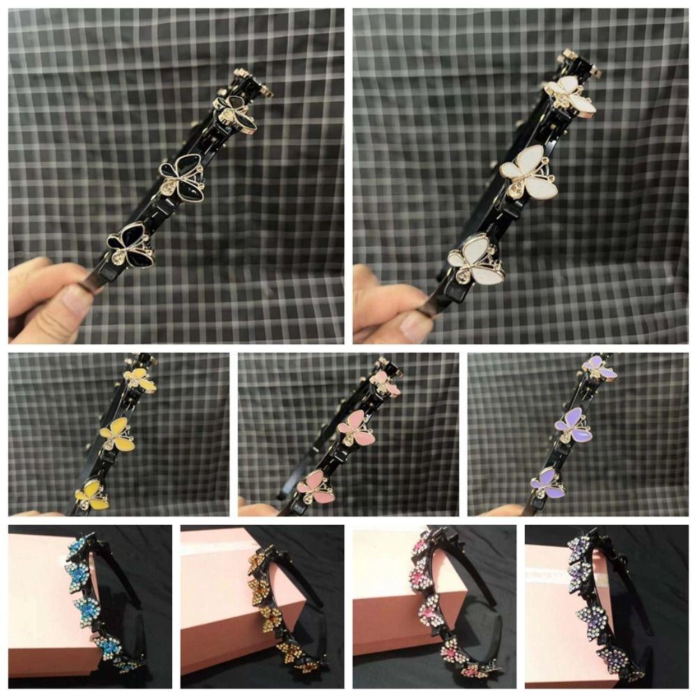 Eleganter Damen Schmetterlings-Haarreif Süßes Haarband Mode Strass Stirnband für Pony Damen
