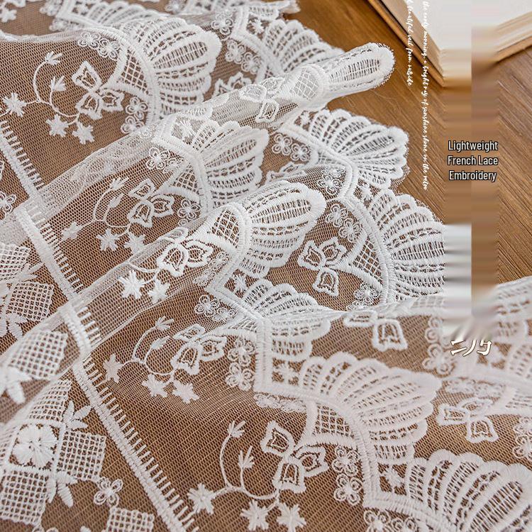 Vintage French Lace Table Runner - Elegant Retro Dining & Sideboard Mat