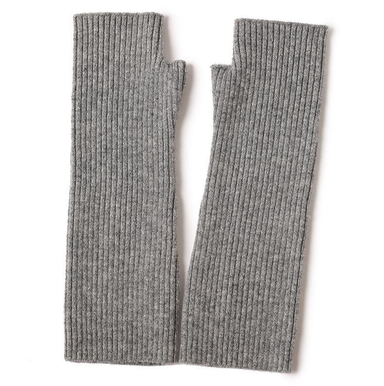 Women s Cashmere Knit Striped Half-Finger Winter Gloves