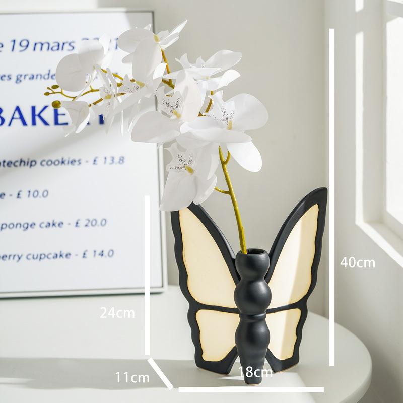 Creative Vintage Black & White Ceramic Butterfly Tissue Box Room Coffee Table Ornament Extractable Tissue Box Butterfly Vase