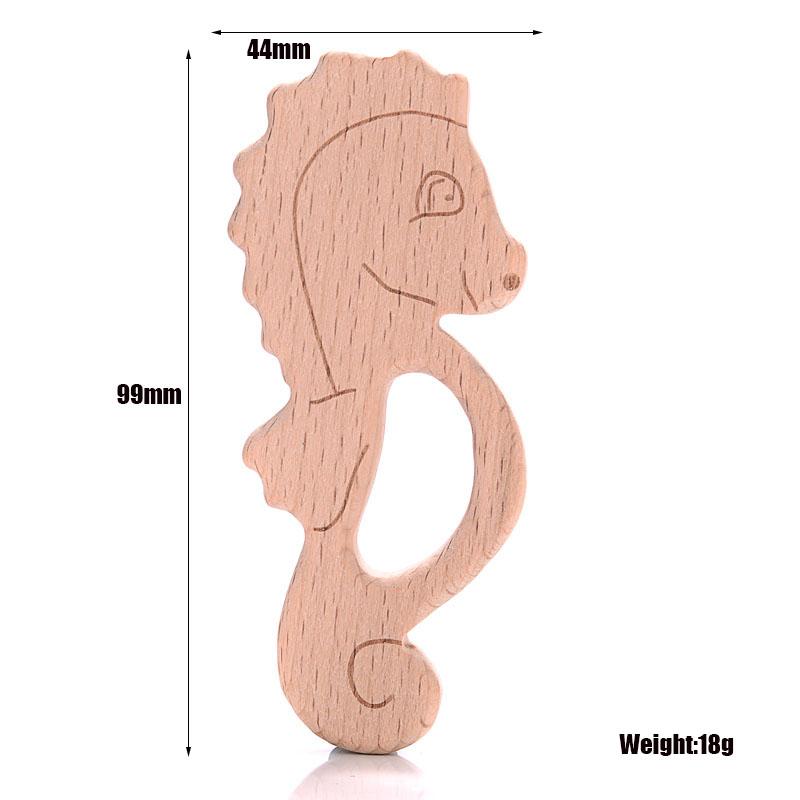 1Pcs Baby Teether Wooden Food Grade Cartoon Animals Natural Beech Wood Teething for Baby Rodent Teether Necklace Nursing Toy