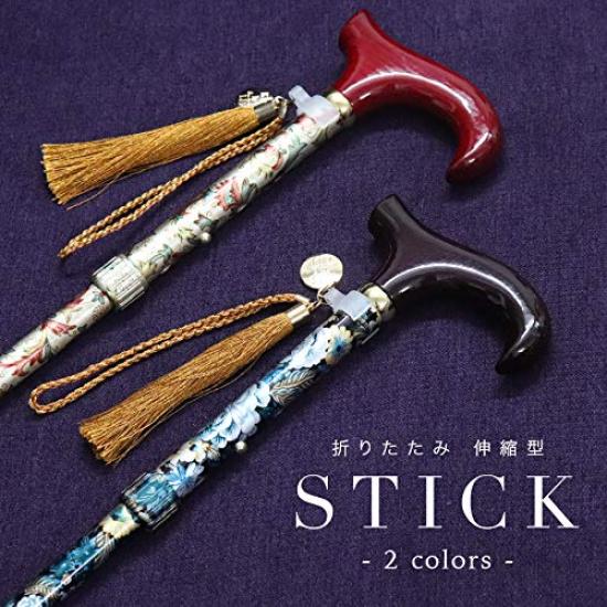 Lightweight Folding Walking Stick with Floral KISS MY LIFE for Champagne Gold Pattern, Design, Women, Extendable, (kml130103b)