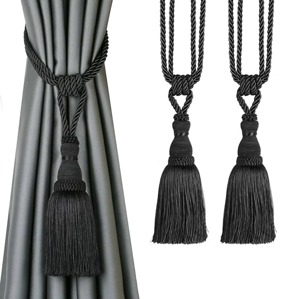 1&2Pcs Decorative Curtain Tiebacks Handmade Elegant Rope Ties Tassels Holdbacks for Drapes Decor Room Accessories Curtain Holder