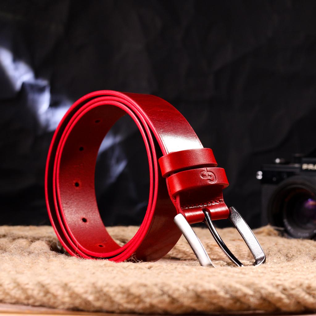 Kvinners lyst skinnbelte GRANDE PELLE Lærbelte 21457 Rød