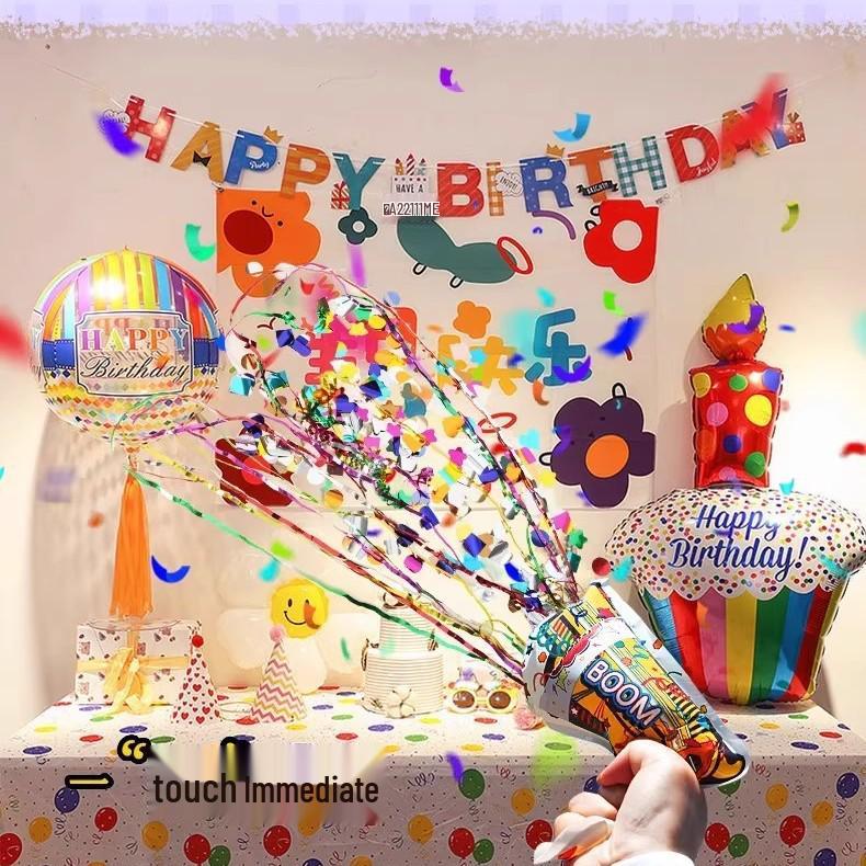10-Piece Baby Birthday Confetti Gun: Automatic Ribbon-Spraying Handheld Cannon