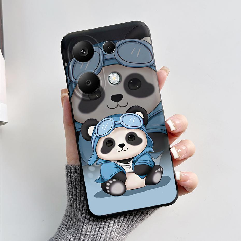 For Xiaomi Poco M6 Pro Case Soft Silicone Cute Cat Panda Shockproof Cover for Poco M6 Pro 4G TPU Coque Funda Shell M6Pro 6.67''