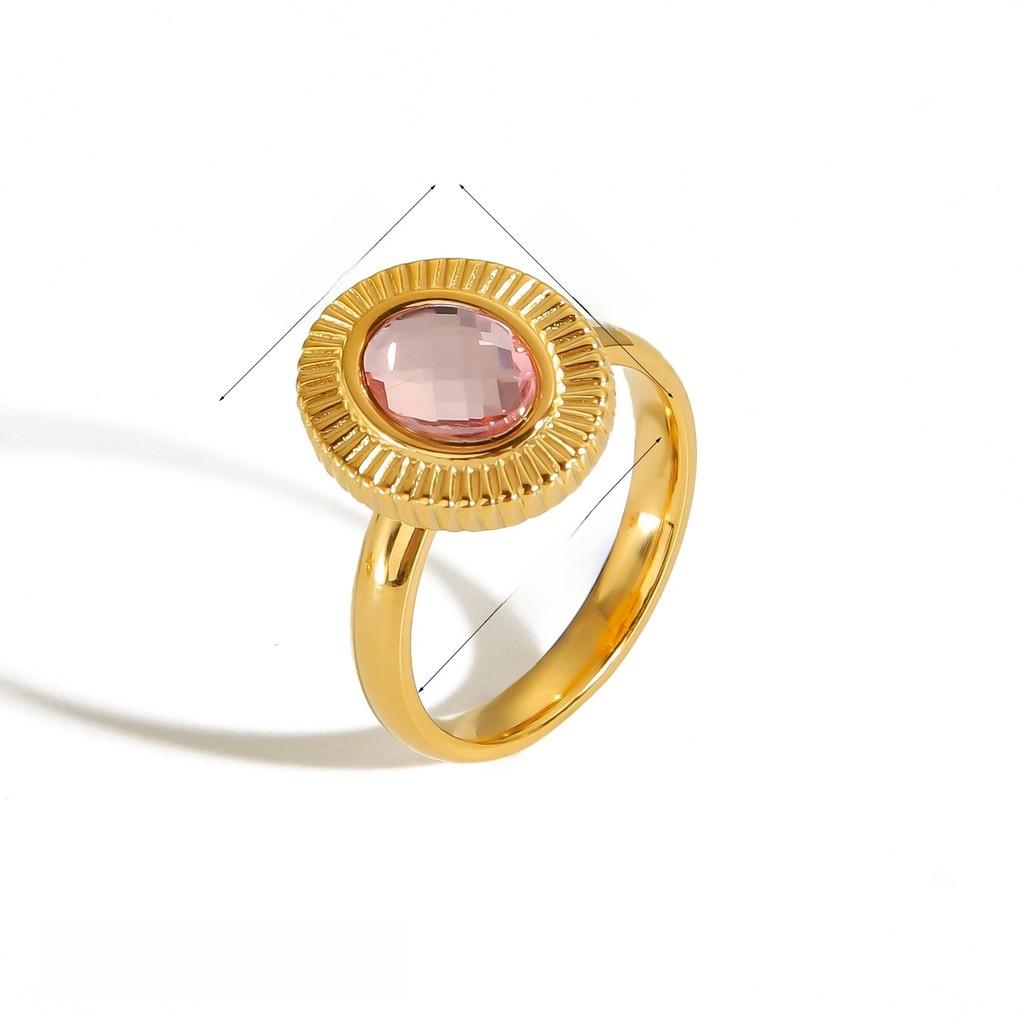 Geometric Titanium Steel Ring For Women With Zircon Stone Elegant Fashion Jewelry