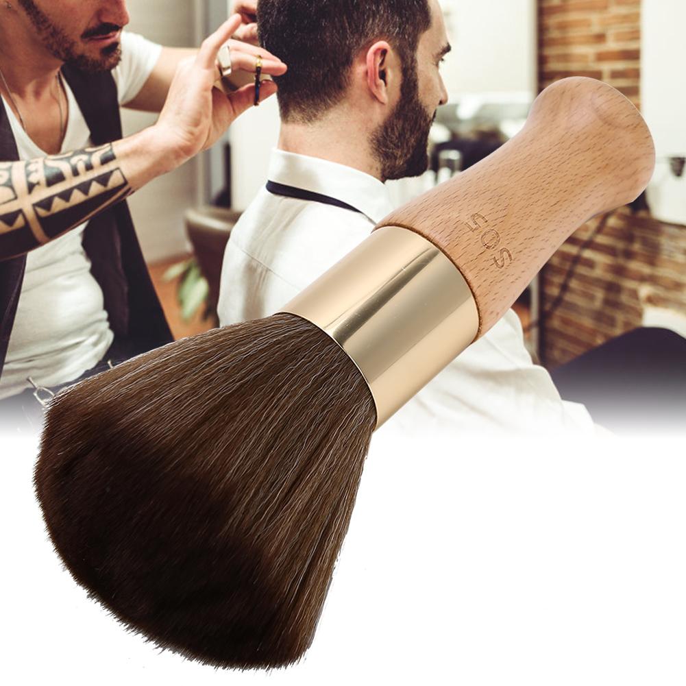 Neck Duster Brush Cleaning Hair Shaving Brushes Styling Salon Tool with Wooden HandleBurlywood