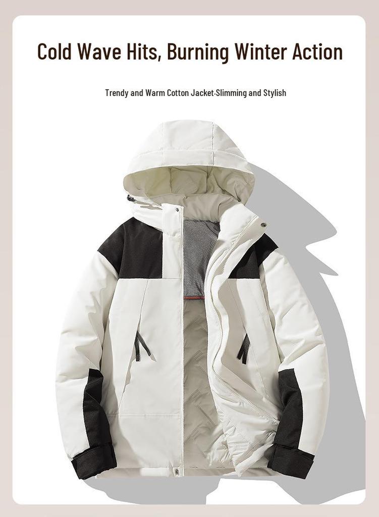 Unisex Warm Windproof Waterproof Cotton Coat with Detachable Hood - Outdoor Sports Jacket