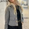 BITCED Women's Spring/Fall Collared Pocket-Detailed Single-Breasted Jacket