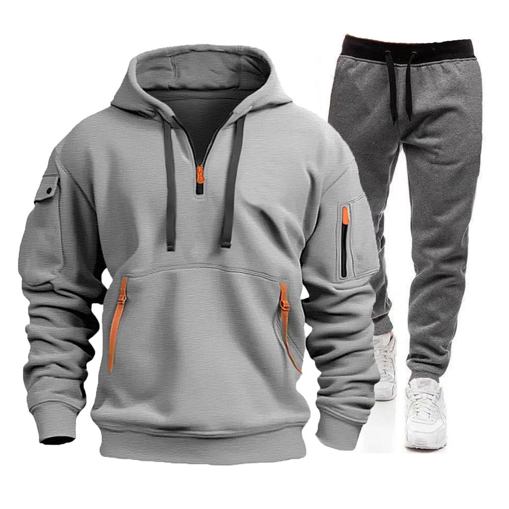 Men's 2024 Spring & Autumn Sports Zip Hoodie Sweatshirt & Sweatpants Set
