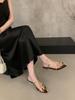 Französisches Temperament Nische spitze Zehen niedriger Absatz Slipper Damen 2025 neu gekreuzte römische coole Slipper dünner Riemen halbe Schleppe