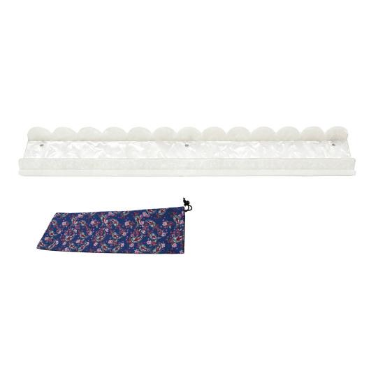1/4Pcs Mahjong Rack with Magnetic Pusher & Storage Bag, Scalloped Acrylic Mah Jongg Tile Holder Pusher Bar, Gift for American Mahjong Players