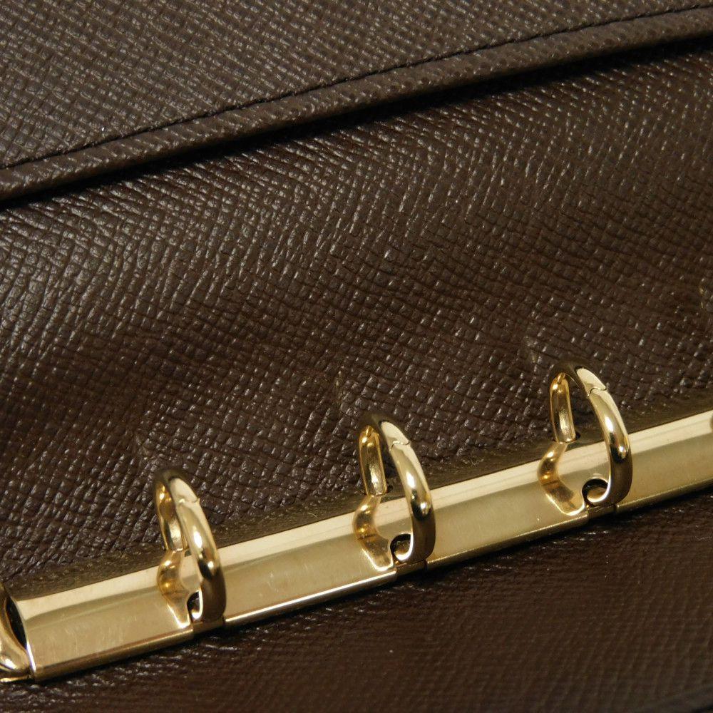 Used Louis Vuitton Damier Card Case, 12564 Agenda PM R20700 8001 Logo Brown Diary with 6 Holes and Checkered Pattern