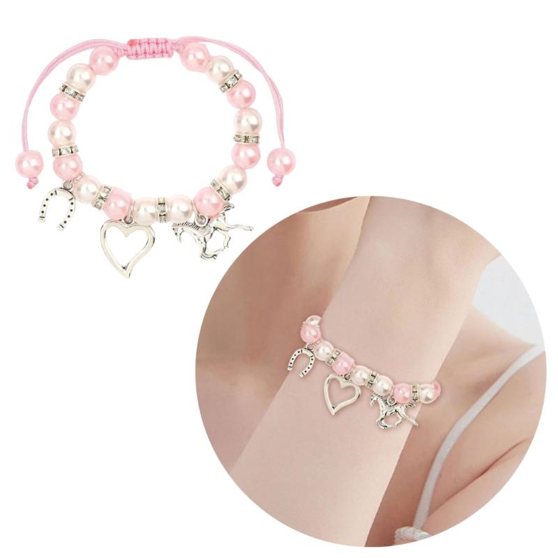 Lightweight Adjustable Chain Bracelet With Sparkling Star Elf Charm Faux Pearls Design For Casual Party Occasions