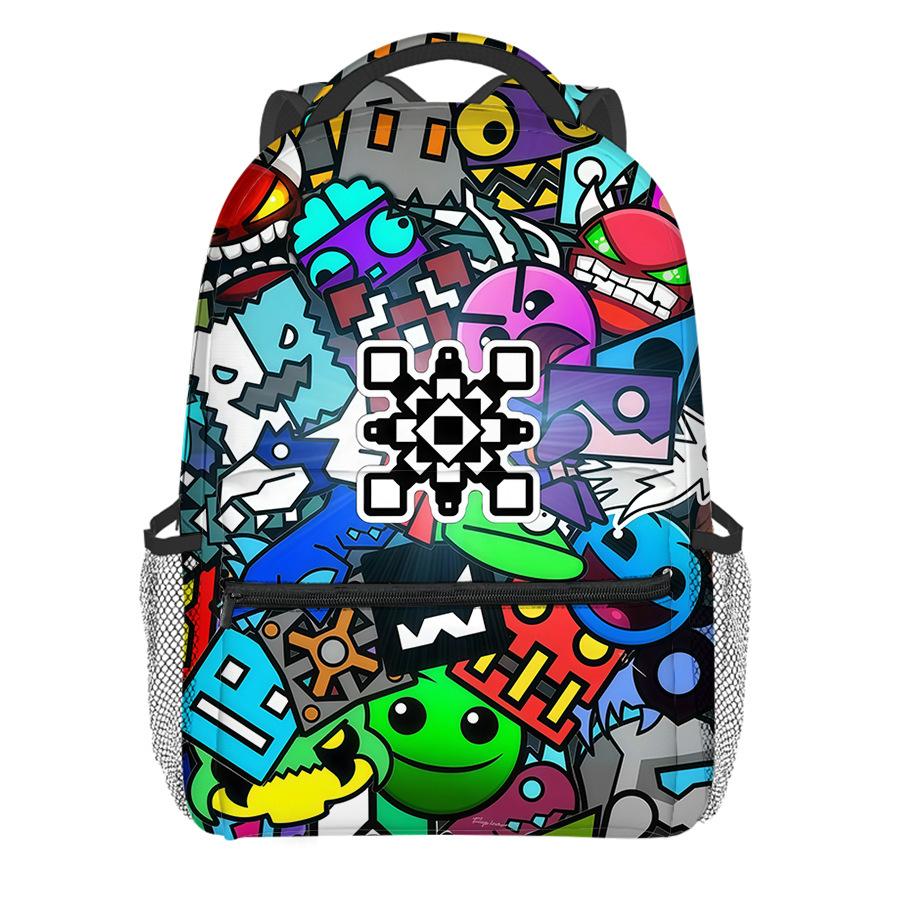 Trendige Beliebte Lustige Geometry Dash Schüler Rucksack Notizbuch Rucksäcke 3D Druck Oxford Wasserdicht Jungen/Mädchen Reise Rucksäcke