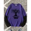 Print Pattern Loose Look Long Sleeve T-Shirt, Fashionable, Comfortable, and Versatile 2-in-1 Look Long Sleeve Top, Suitable for Various Occasions