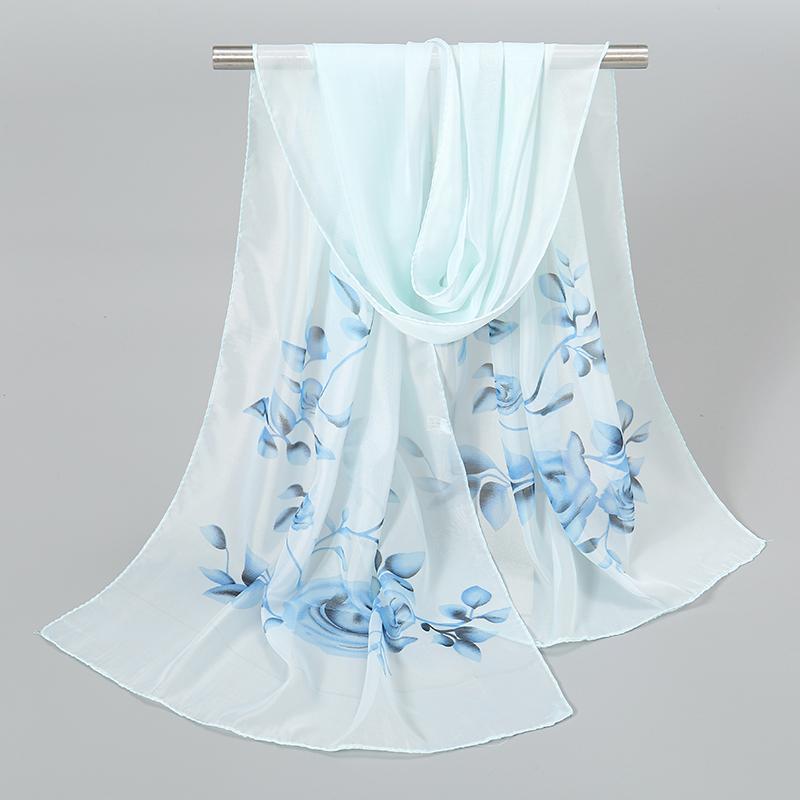 Spring Printed Chiffon Scarf Floral Printed Beach Shawl Lightweight Neck Scarf Summer Neck Sun Protection Scarf Shawl 150*50cm