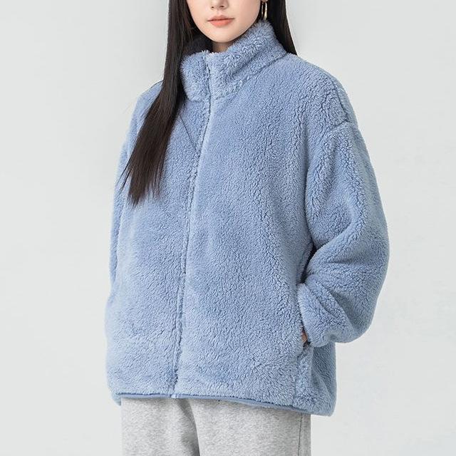 New Winter Cardigan Sweater Jacket Women's Zipper Casual Thickened Double-sided Solid Color Warm Top