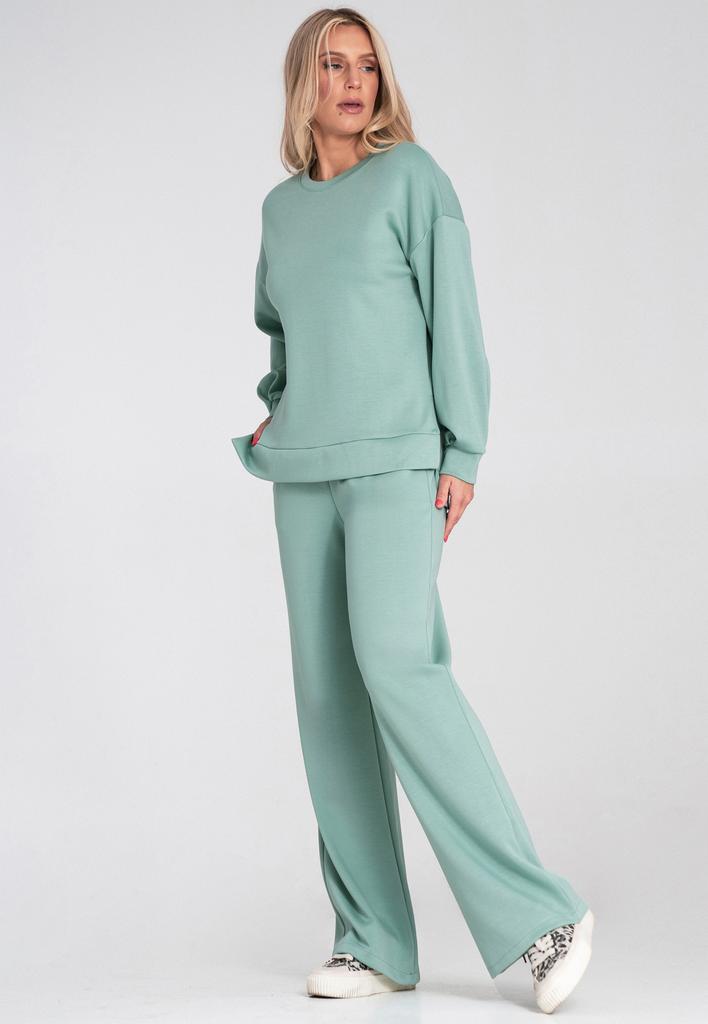 Women's Hoodie Without a Hood - Asymmetrical Women's Sweatshirt - Mint M1203 R. S/M