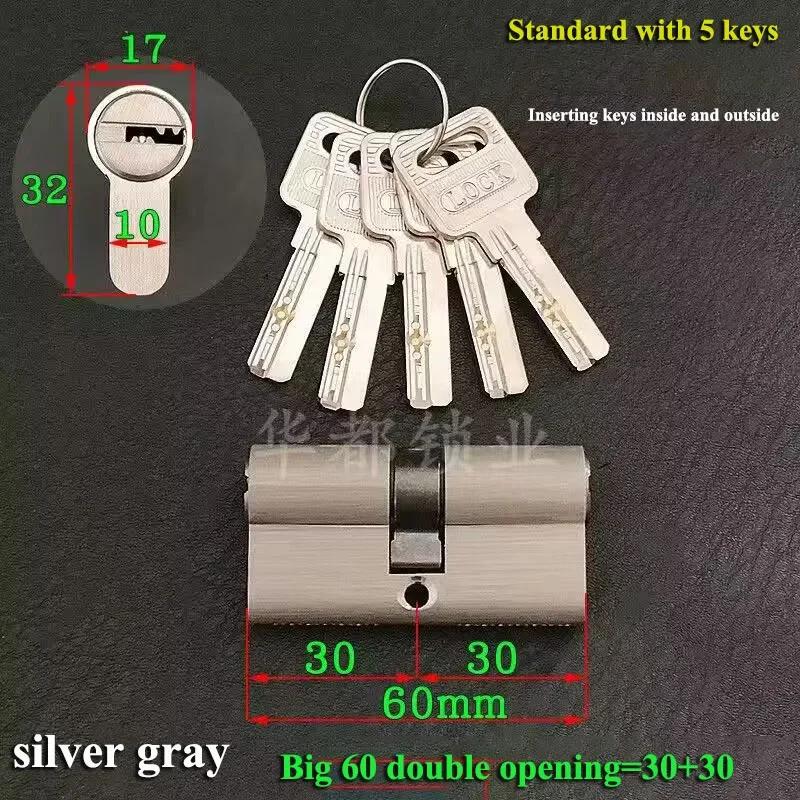 50-120mm Cylinder door,Door Cylinder Biased Lock Cylinder  Double Key Anti-Theft Entrance Brass Door Lock Lengthened Core Keys 60MM30and30
