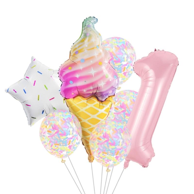 Aluminum Foil Balloons with Star and Ice Cream Designs Easy Inflation for Children Parties and Event