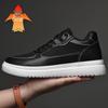 Men's Fashion Casual White Cowhide Sneakers with Invisible Height Boost (6CM and 8CM Options)