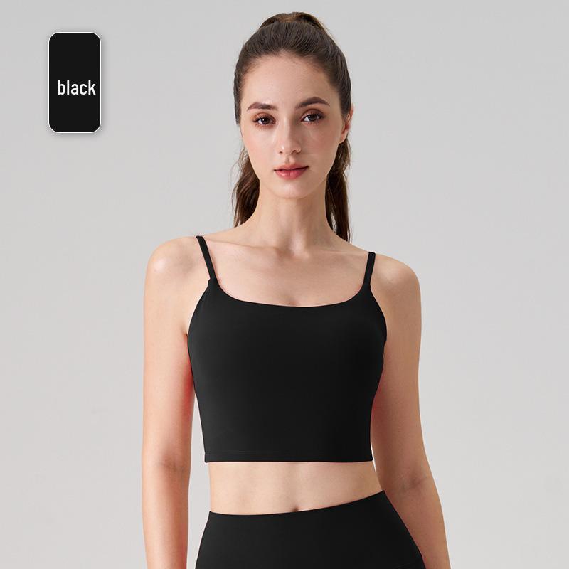 Women's Seamless Yoga Vest with Chest Pads - Soft, Glutinous, Square Neck, Beautiful Back Design