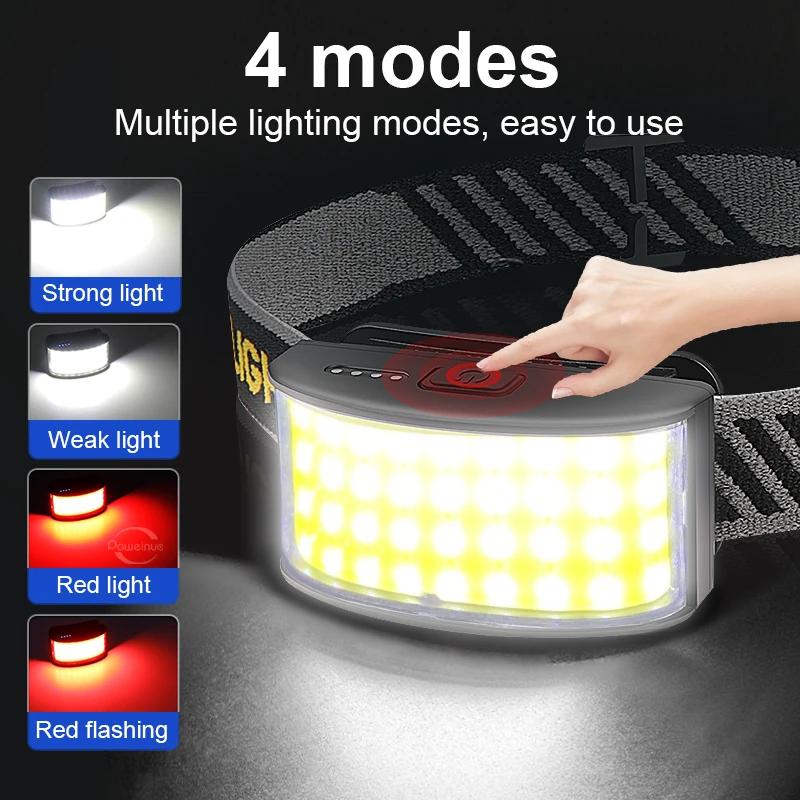 Newest LED Headlamp 18650 Outdoor Riding Lights Night Running Powerful Head Lamp Type-C Charging MINI Headlight Camping Lantern