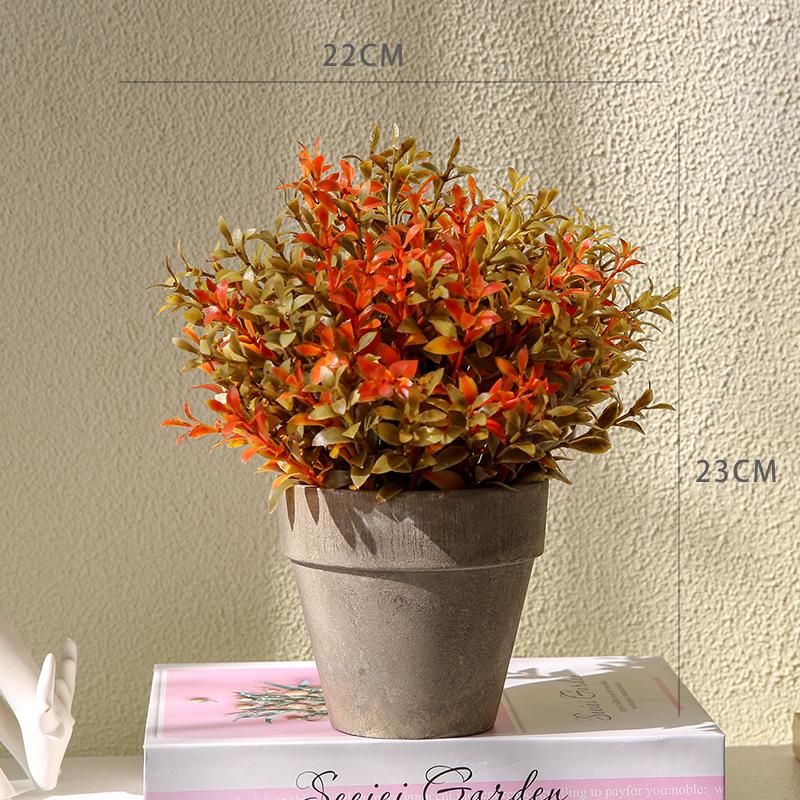 Artificial Bonsai Tree with Pot - Decorative Desktop Ornaments and Simulation Green Grass Ball for Office, Dining, or Cafe Decor.