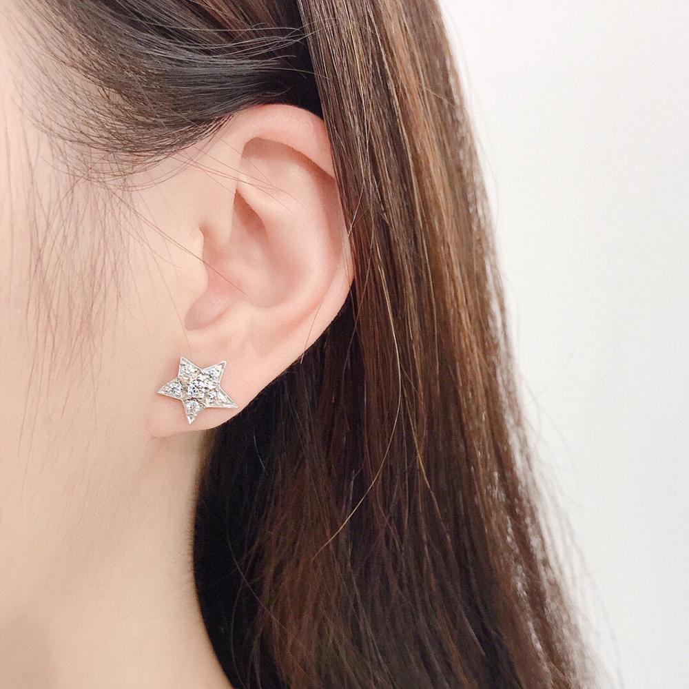 Musla Gorące Czyste Srebro Próby 925 Kolczyki Kolczyki Gwiazdki Pełne Diamentowe Kolczyki Studs Białe Złoto Czyste Srebro Próby 925 Kolczyki Gwiazda Meteor