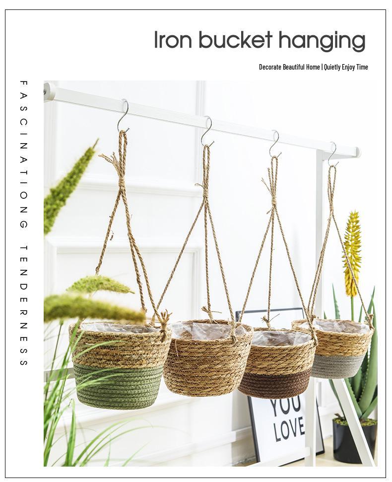 Woven Hanging Basket for Pothos - Creative Balcony Flower Pot