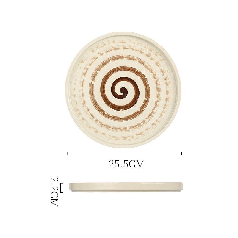 Japanese Creative Steak Plate Ceramic Tableware With Edge Flat Plate A Variety Of Retro Western Plate Flat Plate