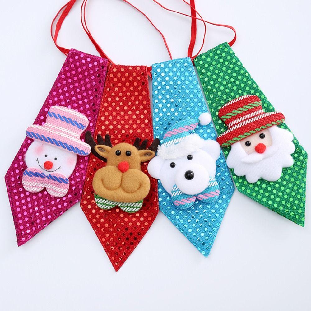 Santa Claus LED Christmas Tie Kawaii Christmas Tie Car Ornament Dog Chrismas Ties Living Room