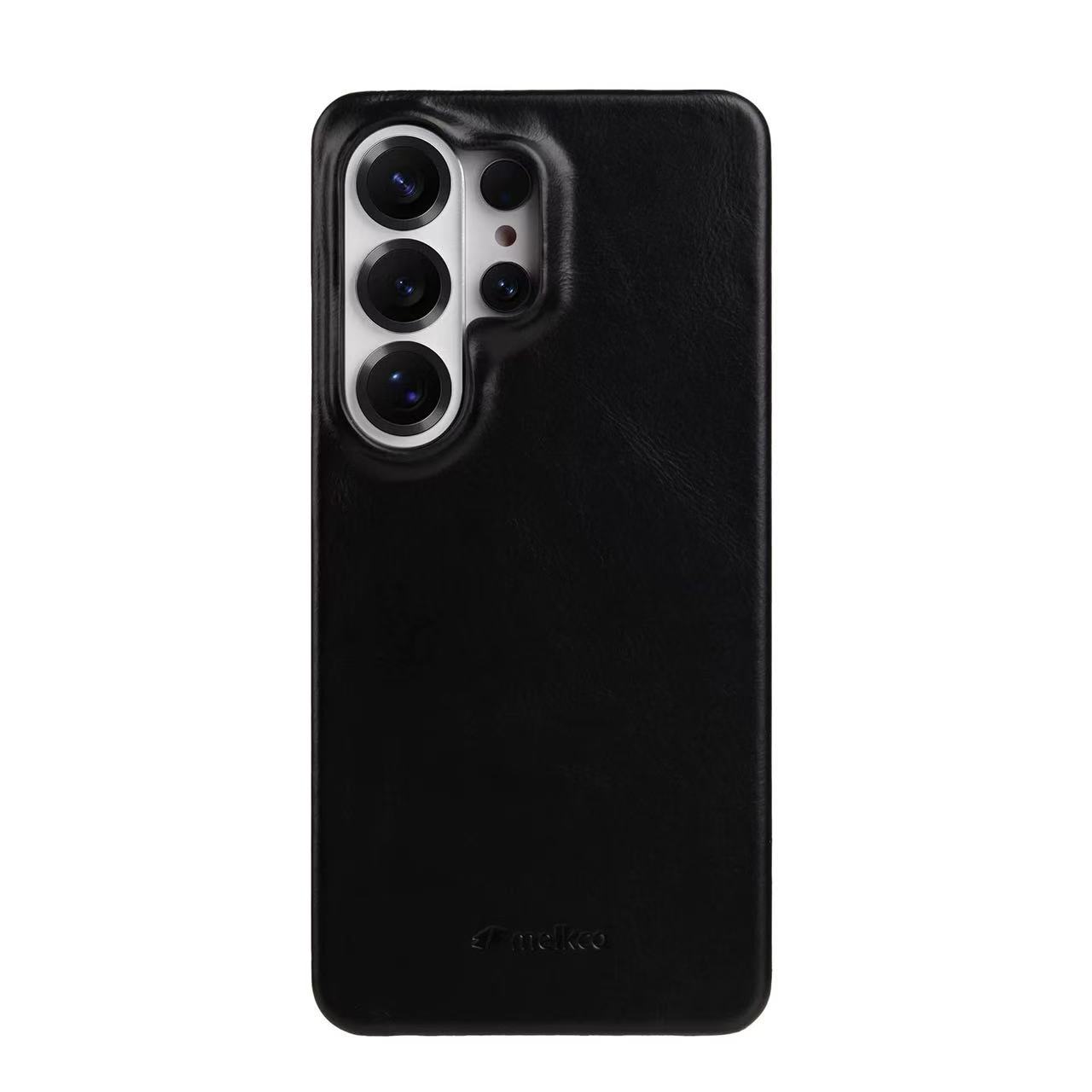 

Melkco Oil-Wax Genuine Leather Case For Samsung Galaxy S26 Ultra S25 5G S24 Plus S23 S22+ Retro Cowhide Glossy Back Cover Note10Plus чорний
