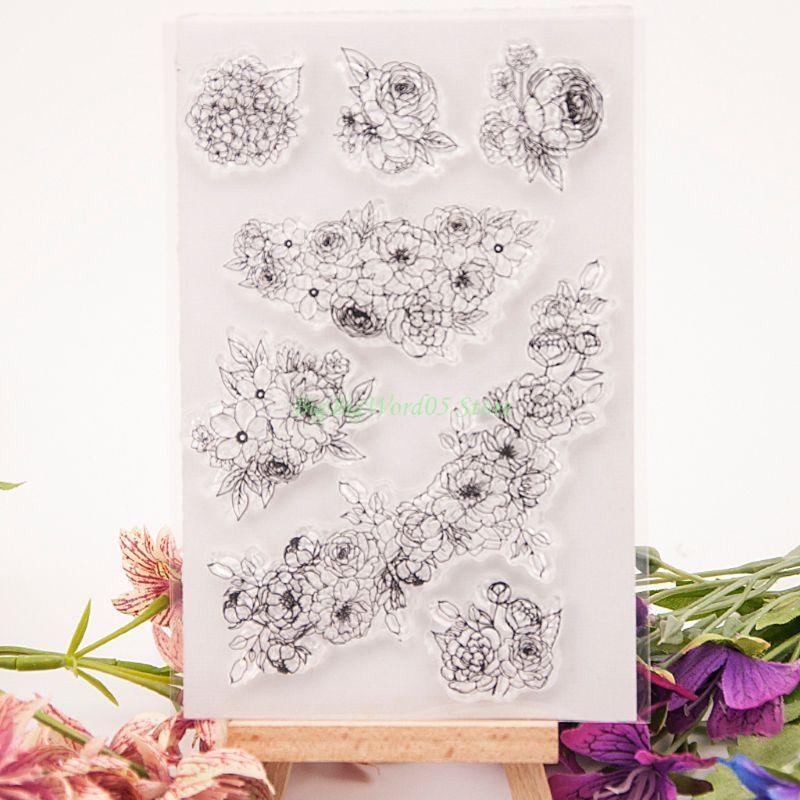 24TE Flower Vine Clear Stamp Seal Stamps Greeting Card Invitation Card for Home Festival Family DIY Embossing Crafts Supply