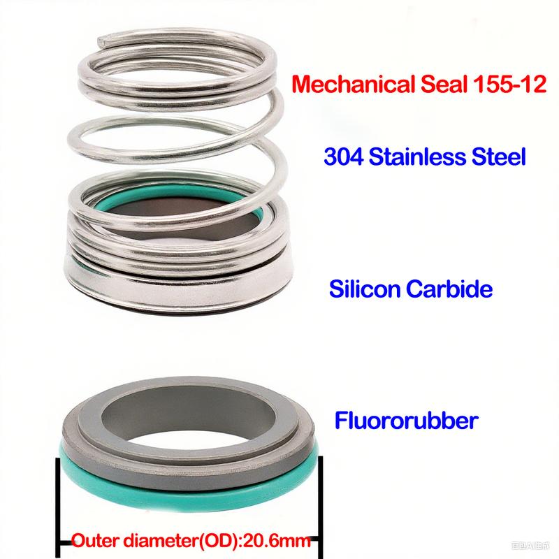 1Pcs 155 Series,Water Pump Mechanical Shaft Seal,CE-G-NBR,SiC-SiC-FKM,10/11/12/13/14/15/16/17/18/19-40mm,With Single Coil Spring