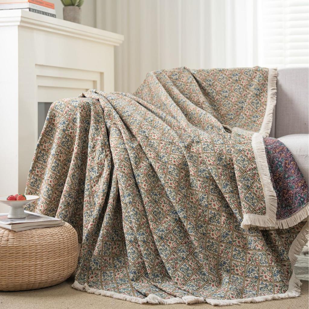 Exquisite sofa towel anti-cat scratch jacquard bouquet retro home fringed thick sofa cover blanket factory