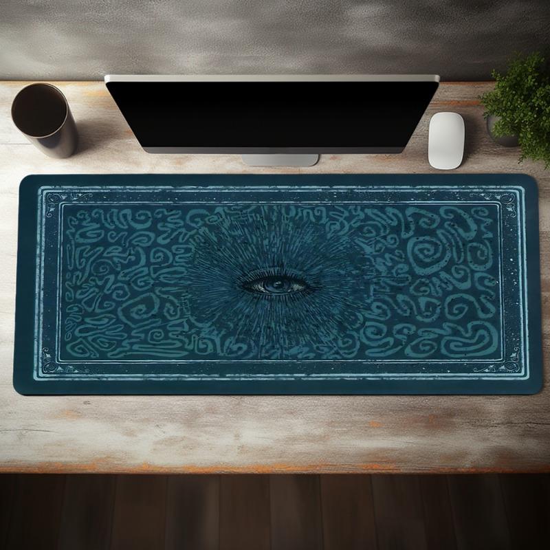 Retro Art Eye Design Blue Large Gaming Mouse Pad x3MM Natural Rubber Non-Slip Desk Mat Keyboard Pad for E-Sports Office
