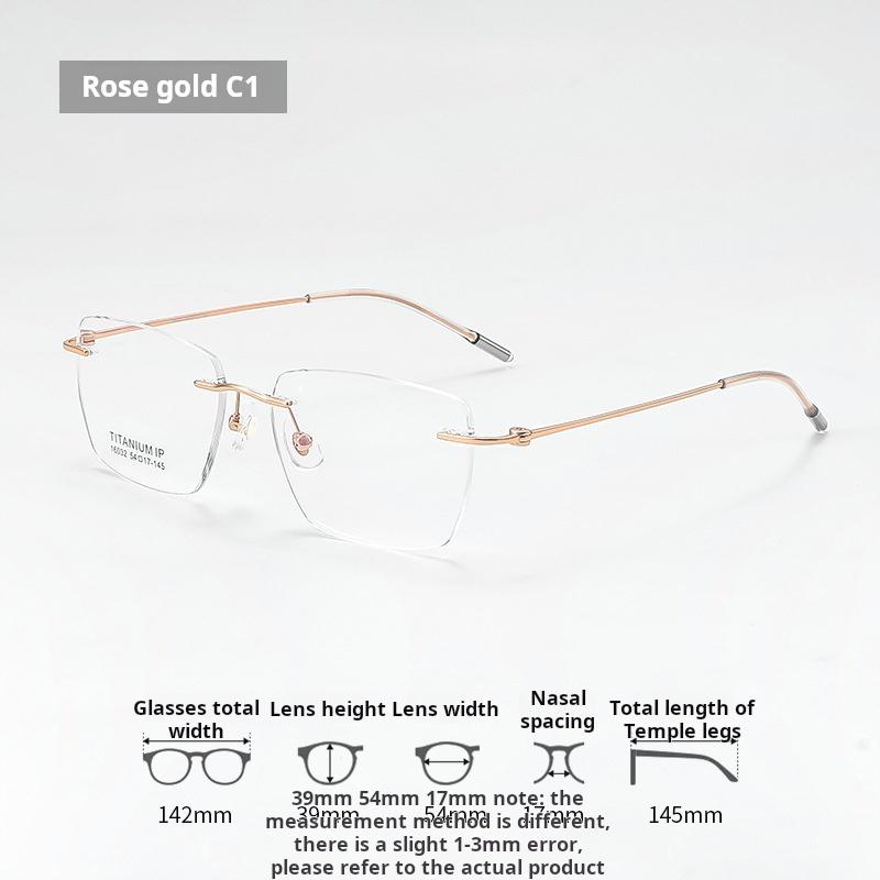 Lzabella Titanium Rectangular rimless Eyeglasses Frame Simple And Stylish Men and Women Lightweight Frameless Glasses 1603
