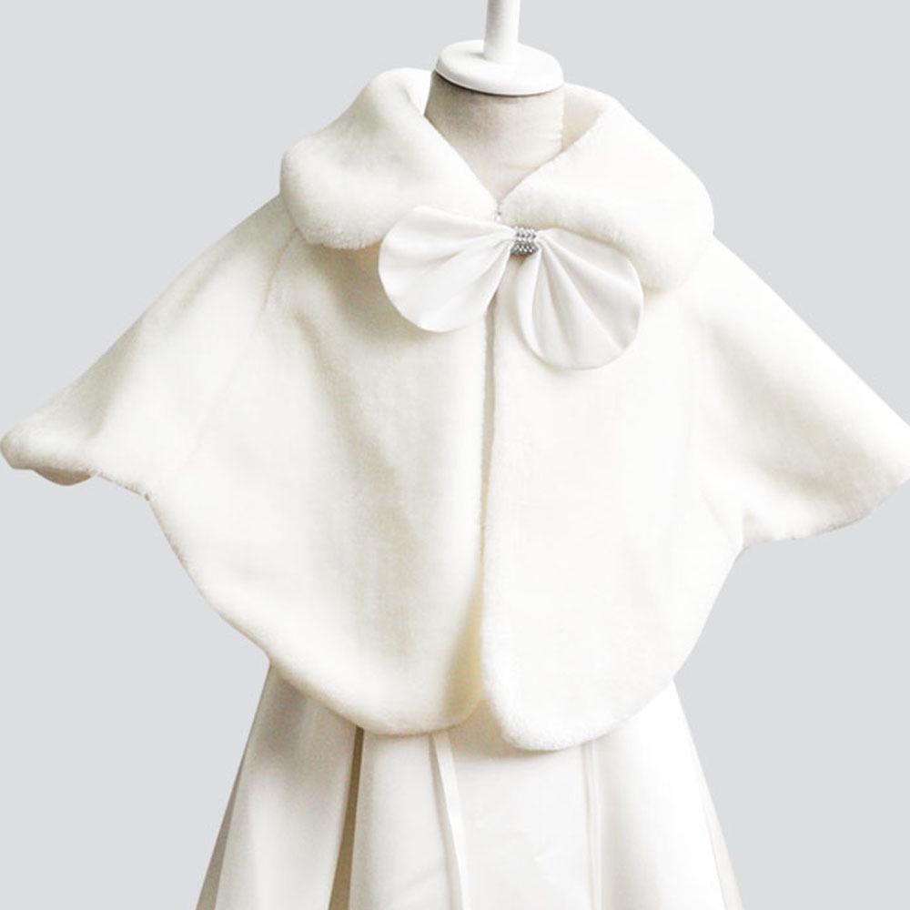 

Winter Woolen Evening Dress with Shawl for Girls (1-12Y) - Ideal for Weddings 1-3 years білий