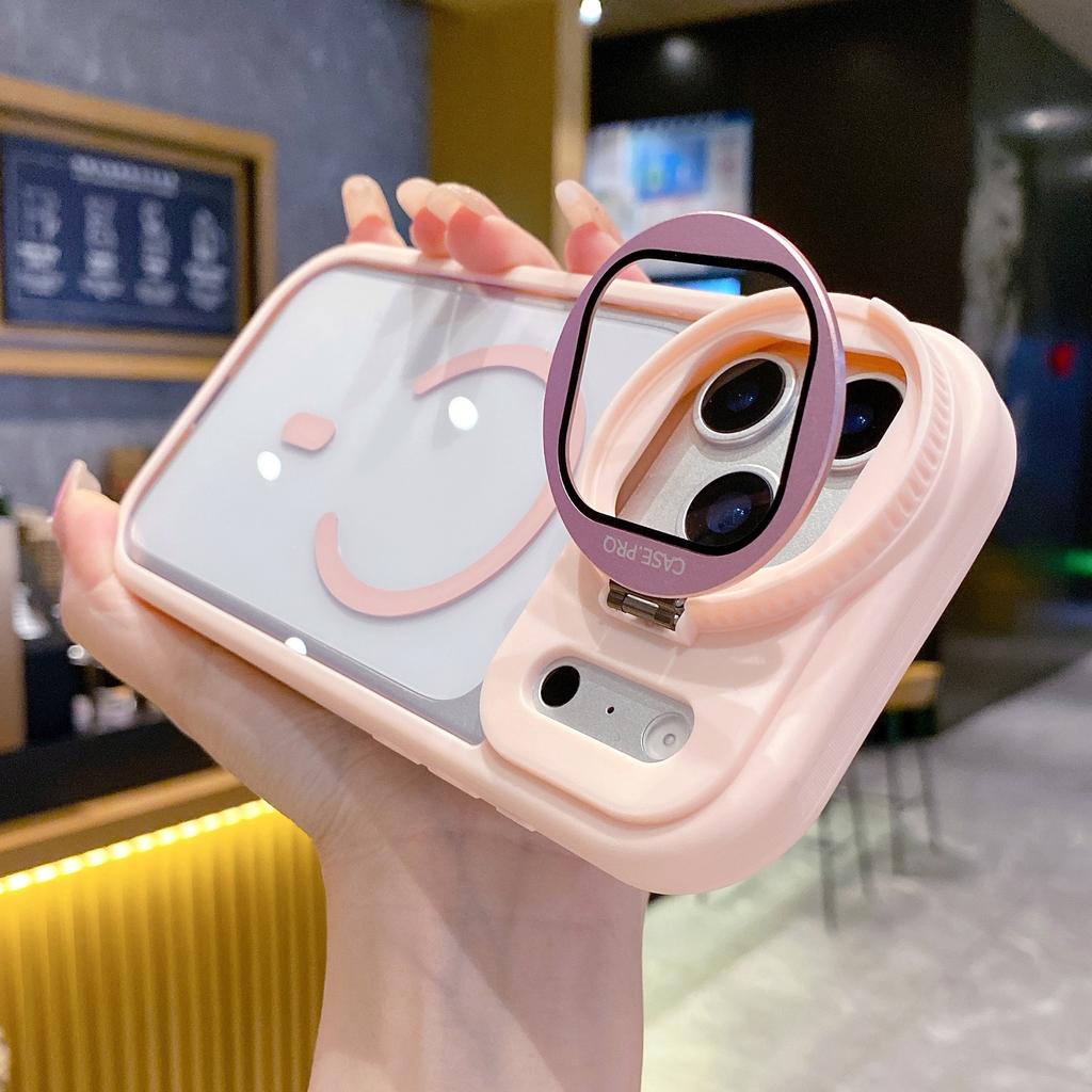 Etui Ochronne z Podstawką na Szkło Obiektywu Magsafe do iPhone 16 15 14 Plus 13 12 17 Pro Max Air Magnetyczne Matowe Pancerz Odporne na Wstrząsy Pokrowiec