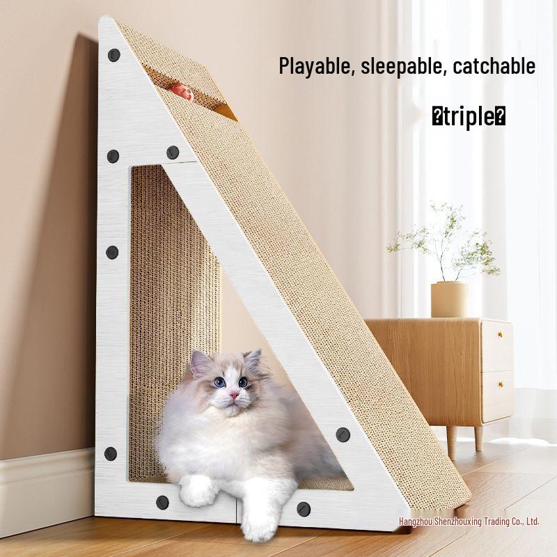 Vertical Wall-Mounted Cat Scratching Board and Bed - Durable, Non-Shedding Toy for Self-Amusement and Claw Maintenance.