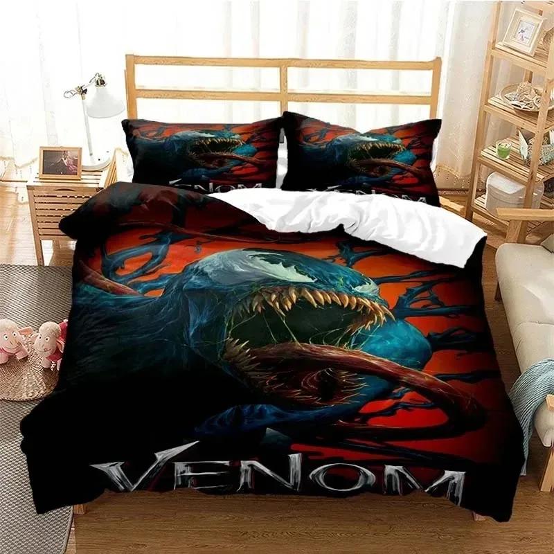 Venoms Beding Set Soft Duvet Cover Bed Linen Set Comfortable Quilt Cover Pilowcase Warm Comforter King Quen Sized Dimensions Young Boys Adult People