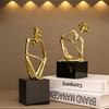 Metal Figure Sculpture Man with Golden Hat Thinker Artificial Character Decorative Figurines Home Decoration Accessories