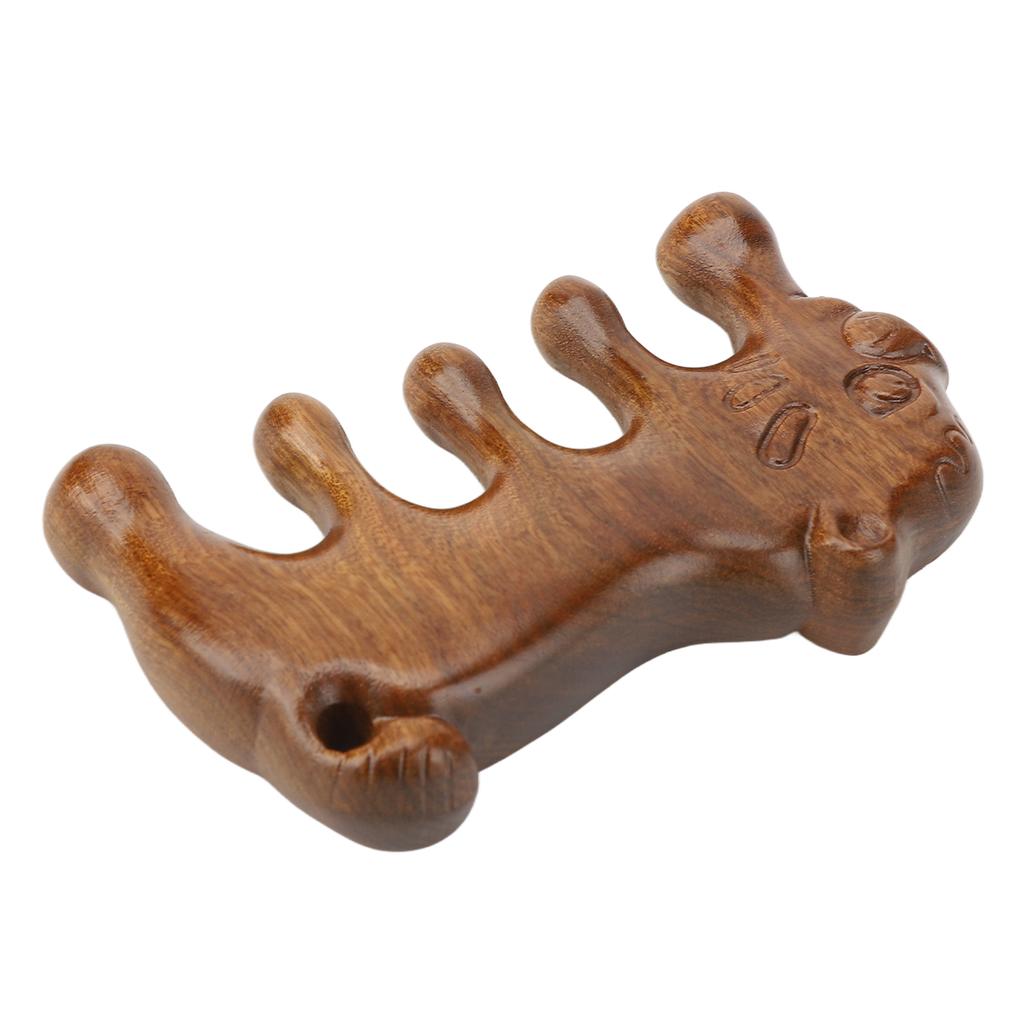 Wooden Head Scalp Comb Animal Shape Dredge Meridian Sandalwood Wide Tooth Massaging Comb