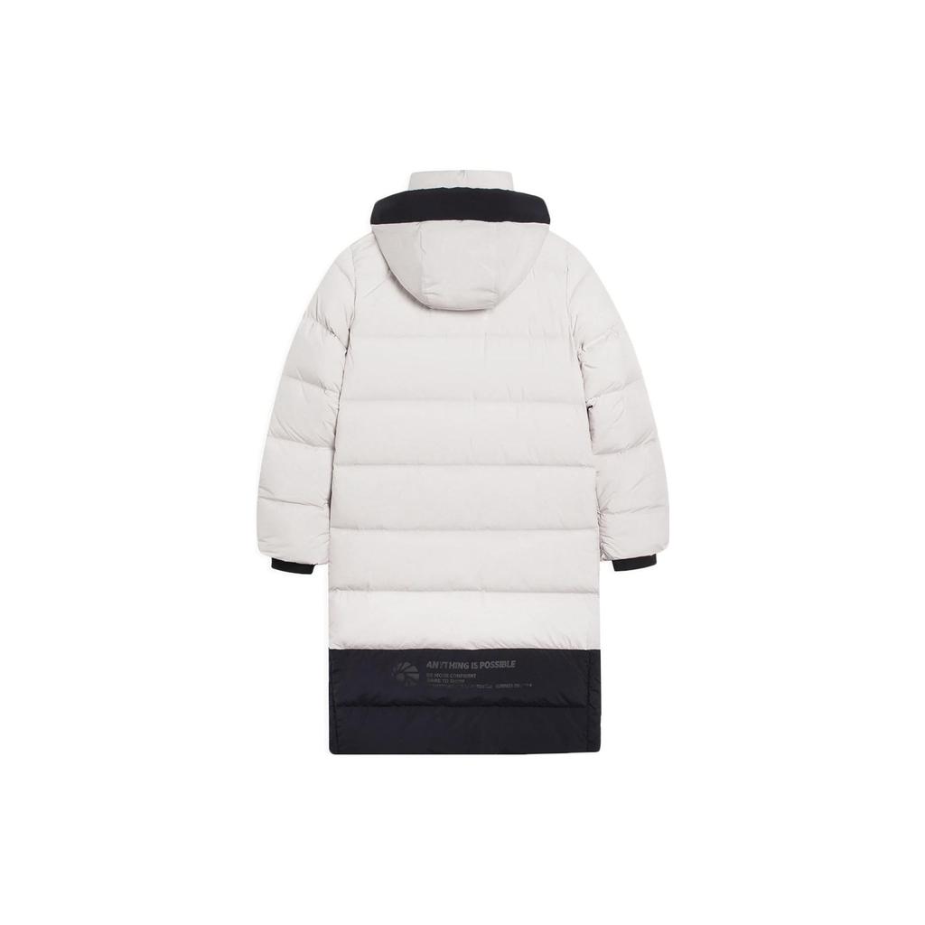 Lining Badminton Series Solid Color Logo Zip Hooded Long Sleeve Down Jacket Women outerwear Fengling-Gray AYMS208-1