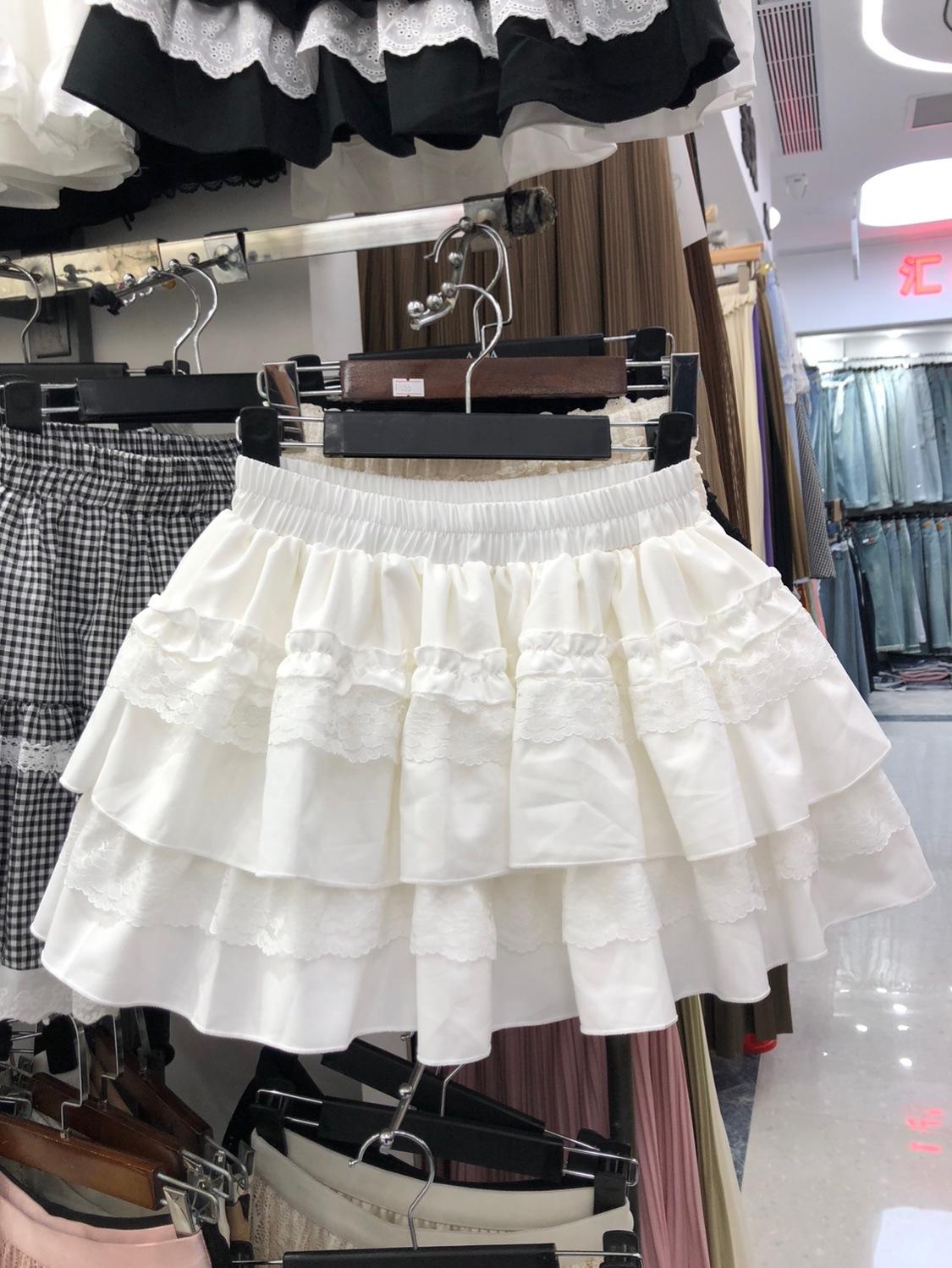 

Юбка-торт из французского кружева с легким ветром, новая на весну и лето, тонкая, универсальная, не пропускающая свет, пышная юбка с высокой талией one size fits all