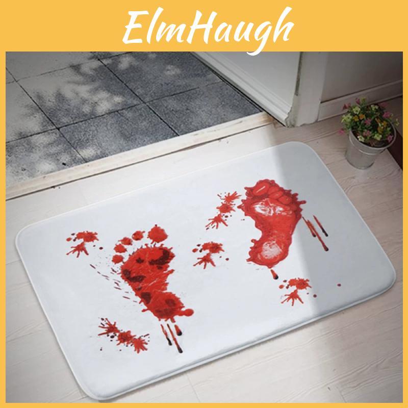 Halloween Series Floor Cover With Blood Footprint Pattern Print And Water Resistant Fabric For Home And Office