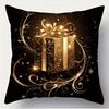 Home Decor Christmas Golden Decorative Pattern Pillow Covers Pattern Cushion Cover Suitable For Sofa Bedroom Car Pillow Cover